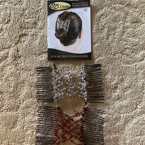EZ Combs Beaded Stretchable Hair Clips Set of two - Picture 2 of 14